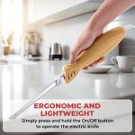 Prikoi Electric Knife - Carving Knife Set, Easy-Slice Serrated Edge Blades for Meat, Bread, Turkey, Ribs, Fillet, DIY, Ergonomic Handle + 2 Blades for Raw & Cooked Food New Upgrade(Faux Wood) - Image 4