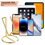 ROPOSY Cell Phone Stand for Desk, Cute Metal Gold Cell Phone Stand Holder Desk Accessories, Compatible with All Mobile Phones, iPhone, iPad - Image 7