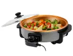 OVENTE 12 Inch Electric Skillet and Frying Pan with Nonstick Coating, 1400W Power, Adjustable Temperature Control, Tempered Glass Lid with Vent and Cool Touch Handles, Copper SK11112CO