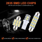 iFunyLED 24 Pieces Dome Light LED Car Interior Bulb Kit Set 194 T10 DE3175 578 31mm 42mm Bulbs Interior Replacement Lights for Car Map License Plate Door Side Marker Cornering Trunk Light - White - Image 5