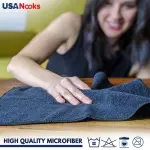USANOOKS Microfiber Cleaning Cloth Grey - 12 Pcs (12.5"x12.5") - High Performance - 1200 Washes, Ultra Absorbent Microfiber Towel Weave Grime & Liquid for Streak-Free Mirror Shine - Car Washing Cloth - Image 2
