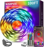 100FT Smart LED Strip Lights – App and IR Remote Control, Music Sync, 16 Million Colors, Timing Setting