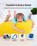 Belkin SoundForm Mini - Wireless Bluetooth Kids Headphones, 30H Battery, 85dB Safe Volume Limit, Built-in Microphone - Toddler On-Ear Earphones for iPhone, iPad, Fire Tablet, Ideal for School - Blue - Image 4