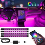 Winzwon Led Lights for Car Accessories Interior, Valentines Day Gifts for Him Her Men Women Teen Boys Girls, APP Control with USB Port Color Change Lights for Truck Decor