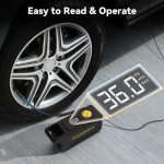 Inzeetor 150 PSI Tire Inflator Portable Air Compressor, 12V DC Auto Shutoff Air Pump with Digital Pressure Gauge and Emergency LED Light for Car Tires, Bicycle & Balloons, Black - Image 6