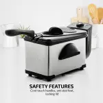 OVENTE Electric Deep Fryer 2 Liter Capacity, 1500 Watt Lid with Viewing Window and Odor Filter, Adjustable Temperature, Removable Frying Basket and Easy to Clean Stainless Steel Body, Silver FDM2201BR - Image 4