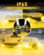 AUXITO H11/H8/H16 LED Fog Light Bulbs or DRL, 6000 Lumens 3000K Amber Yellow Light, 300% Brightness, CSP LED Chips Fog Lamps Replacement for Cars, Play and Plug (Pack of 2) - Image 3