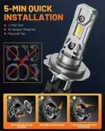 Fahren H7 Light Bulb, 6500K Super Brighter H7 Fog Light Bulb, No Adapter Required 1:1 Mini Size Back Up Light Assemblies, Plug and Play, Long Lifespan, Pack of 2 - Image 6