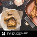 Crux Extra Deep Nonstick Scratch Resistant Electric Skillet with Removeable Temperature Probe, 12" x 12", silver (14620) - Image 7