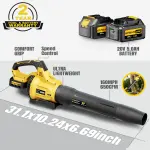GEVEELIFE Leaf Blower Cordless, 650CFM & 3 Speed Levels, Electric Cordless Leaf Blower with 2 * 5.0Ah Battery Powered, Blowers for Lawn Care, Yard, Blowing Leaves, Dust, Snow - Image 4