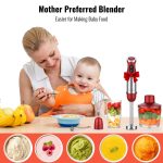 KOIOS 5-in-1 Hand Immersion Blender, 1000W 12 Speed Handheld Blender Stick with Copper Motor Stainless Steel Blade, 600ml Mixing Beaker,500ml Food Processor, Whisk, Milk Frother, Non-BPA, Red - Image 6