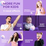 Karaoke Machine for Kids – Portable Speaker with 2 Wireless Microphones, Bluetooth, LED Lights - Image 6