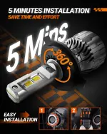SEALIGHT H4/9003/HB2 Bulbs 46000LM Super Bright, 6500K Cool White S6 H4 Drving Lights, 9003 High Low Dual Bulbs with Cooling Fan, 5 Min Plug-N-Play, HB2 Marker Light Assemblies, Pack of 2 - Image 3