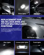 AUTOONE 194 LED License Plate Light 300% High Brightness T10 168 2825 W5W Bulbs for Dome Map Door Courtesy Interior Car 6500K White, Pack of 2 - Image 4