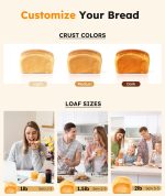 2LB Bread Maker Machine, OSIPOTO 17 in 1 Automatic Stainless Steel Bread Machine, Non-stick, Beginner-Friendly Controls, 15 Hour Timer, Easy to Clean Low Noise, High Success Rate for Homemade Bread - Image 7