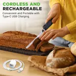 NutriChef Cordless Electric Knife | Easy to Use Constant ON/OFF Safety Function | Lightweight Kitchen Knife | Carve Turkey, Meats, Poultry, Bread & Cheese | 11.42’’ Stainless Steel Blades | Black - Image 6