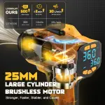Tire Inflator Air Compressor Compatible with Dewalt 20V Max Battery, LIVOWALNY 160 PSI Cordless Portable Electric Air Pump 2025 Bigger LCD Digital Pressure Gauge for Car, Bike, Sport Ball (No Battery) - Image 7
