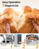 KOVIET 25-in-1 Bread Maker Machine with Automatic Dual Dispenser, 2LB Stainless Steel Breadmaker with Gluten-Free, Dough, Jam, Yogurt etc Settings, Silver - Image 5