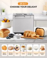 EUHOMY 25-in-1 Bread Maker Machine 2LB Breadmaker, Bread Machines with Nut Dispenser and Yeast Dispenser, 3 Loaf Sizes 3 Crust Colors, Dough Maker with Customized Options, Gluten-Free, Recipe, Gifts - Image 8