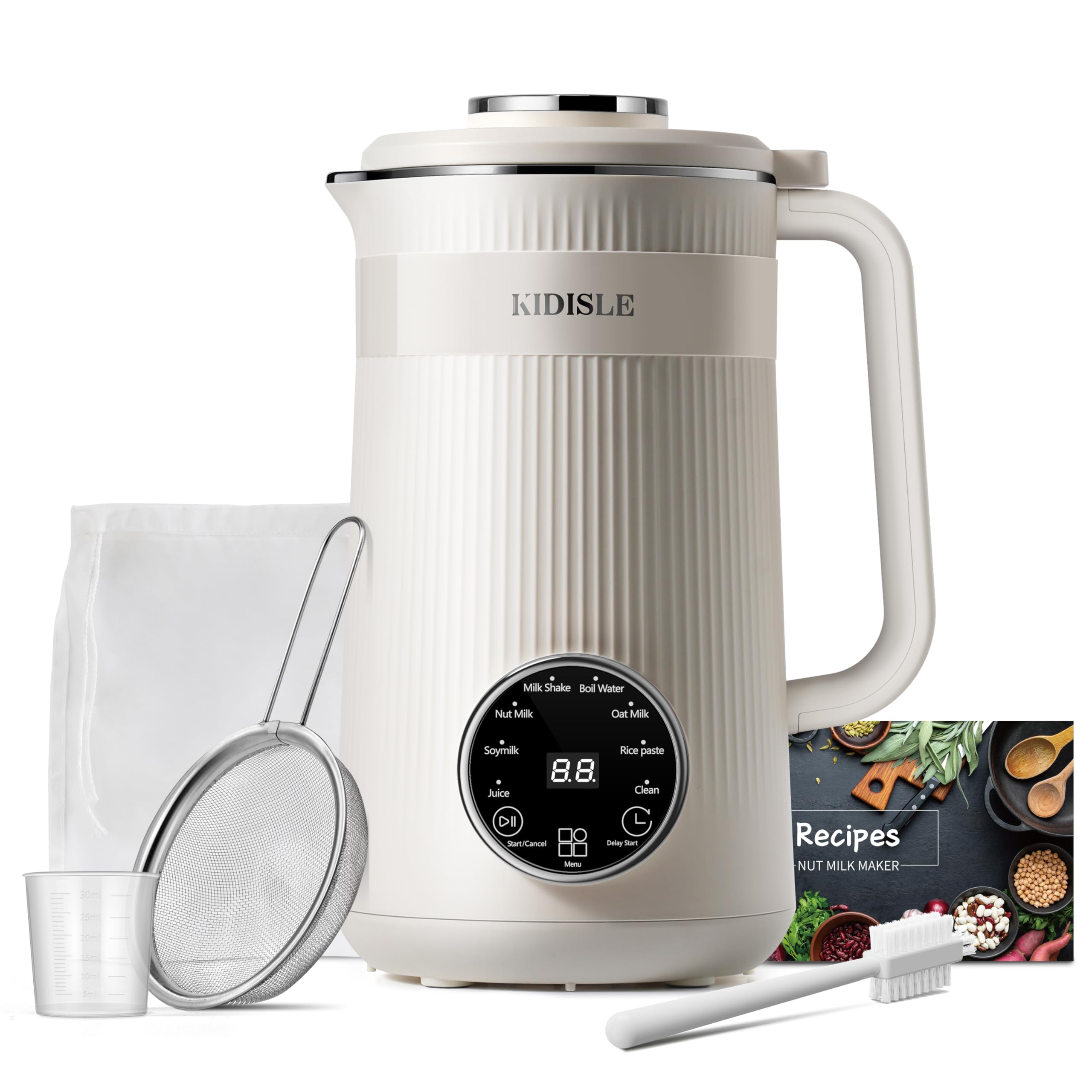 810hnxWF52L KIDISLE 8 in 1 Nut Milk Maker Blender, 32oz Homemade Soy, Almond, Oat, Coconut, Plant Based and Non Dairy Beverages, Automatic Soybean Machine With Delay Start/Keep Warm/Boil Water, Cream - Image 1