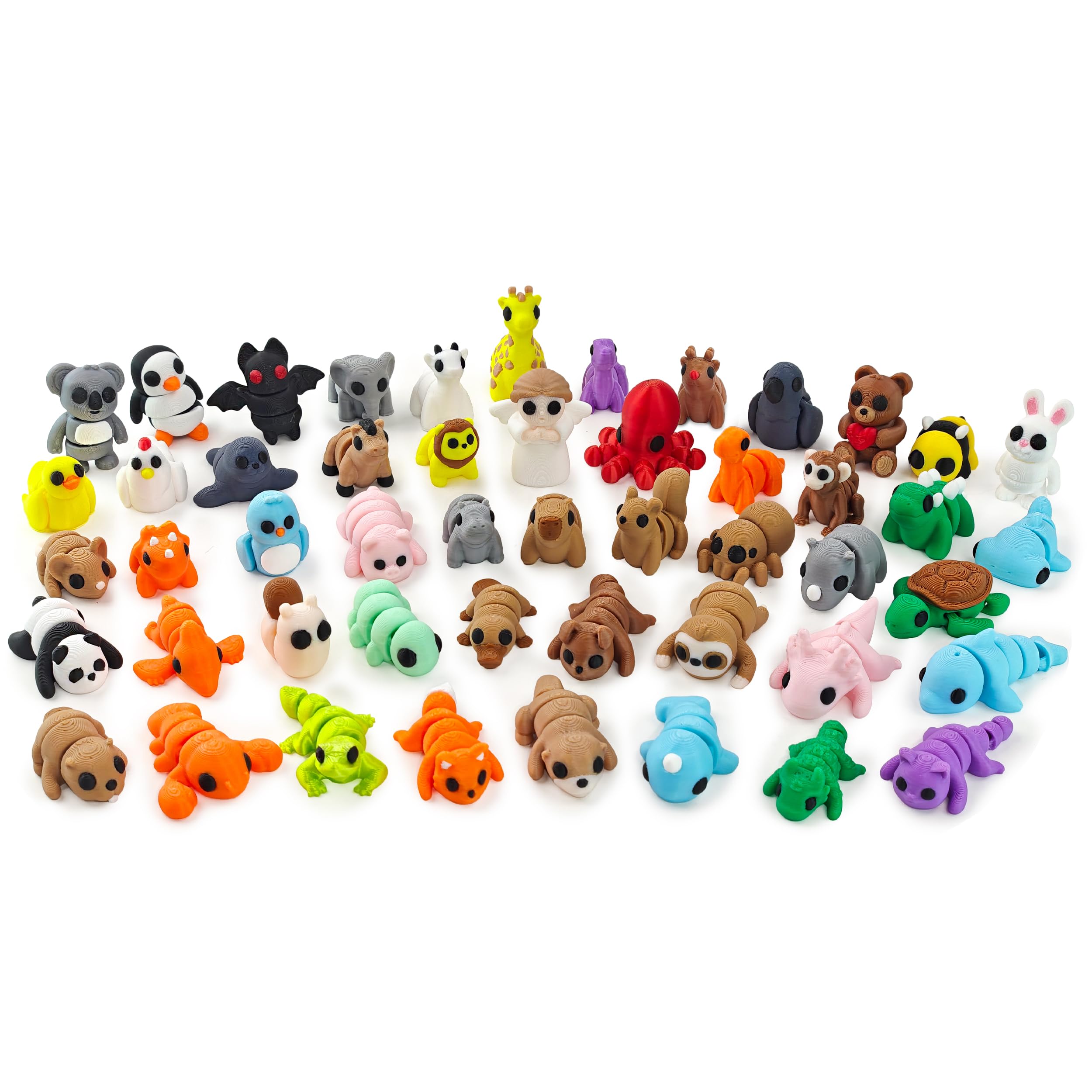 811dJp3rMLL 50 pcs Animal Figurines, 3D Printed Animal Figurines Set, Articulated, Party Favors, Pocket Fidget Toys Bulk, Goodie Bag Stuffers, Valentines Day Gifts for Boys Girls Toddlers, Classroom rewards - Image 1