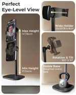 COOPER ChatStand, Adjustable Cell Phone Stand for Desk, Phone Stand for Recording, iPhone Holder for Filming, Small Tripod for iPhone, Fits Samsung, Android Smartphones, (Night Black) - Image 6
