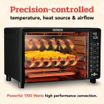 Gourmia Toaster Oven Air Fryer Combo 17 cooking presets 1700W french door digital air fryer oven 24L capacity accessories, convection rack, baking pan tray recipe book GTF7460,Large,Black - Image 8