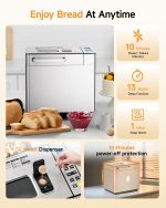 Gleedelish 2LB Bread Maker Machine, 25 in 1 Programmable Bread Maker, Bread Machine with Fruits & Nuts Dispenser for Beginner, Breadmaker with Nonstick Ceramic Pan, Gluten-Free, Recipe, Gifts - Image 4