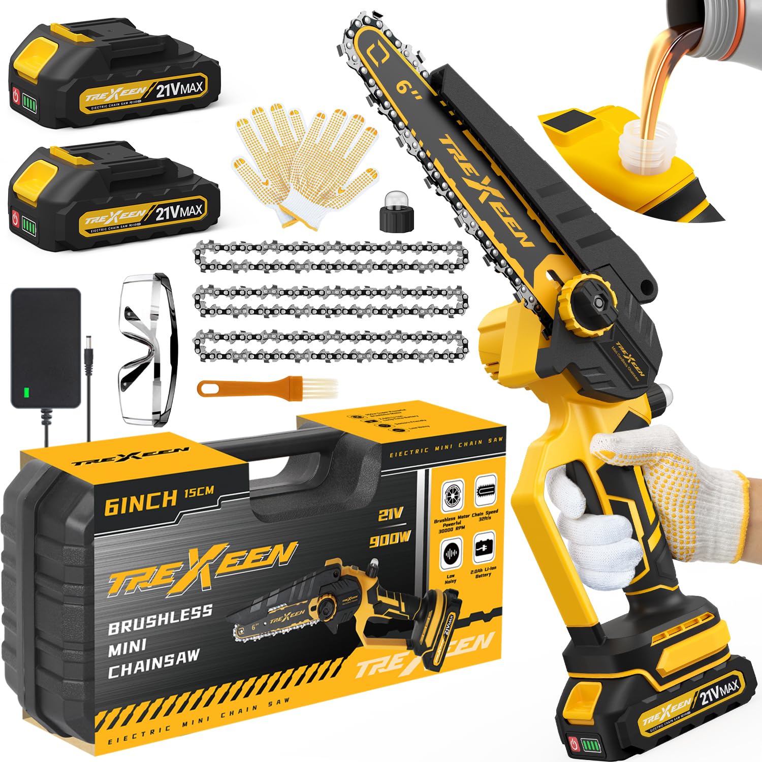 815lFxEIg8L Mini Chainsaw – 6-Inch, Brushless, Auto Chain Regulator, Auto Oiler - Image 1