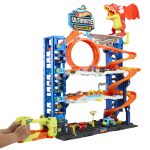 Hot Wheels City Ultimate Garage Track Set with 2 Die-Cast Toy Cars & Car-Eating Dragon, Stores 50+ Vehicles, 4 Levels