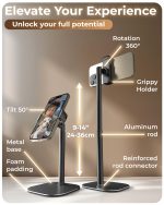 COOPER ChatStand, Adjustable Cell Phone Stand for Desk, Phone Stand for Recording, iPhone Holder for Filming, Small Tripod for iPhone, Fits Samsung, Android Smartphones, (Night Black) - Image 3