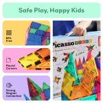 PicassoTiles 100 Piece Set 100pcs Magnet Building Tiles Clear Magnetic 3D Blocks Construction Playboards, Creativity Beyond Imagination, Inspirational, Recreational, Educational Conventional - Image 5