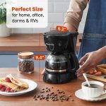 Elite Gourmet EHC4128 Automatic 4-Cup Brew & Drip Coffee Maker with Pause N Serve, Glass Carafe, Reusable Filter, On/Off Switch, Keep Warm, Water Level Indicator, Black - Image 4