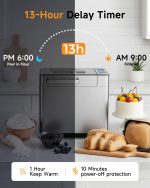 EUHOMY 25-in-1 Bread Maker Machine 2LB Breadmaker, Bread Machines with Nut Dispenser and Yeast Dispenser, 3 Loaf Sizes 3 Crust Colors, Dough Maker with Customized Options, Gluten-Free, Recipe, Gifts - Image 5