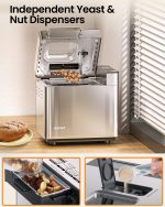 KOVIET 25-in-1 Bread Maker Machine with Automatic Dual Dispenser, 2LB Stainless Steel Breadmaker with Gluten-Free, Dough, Jam, Yogurt etc Settings, Silver - Image 6