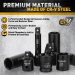 ELEAD 3/8" Drive Impact Socket Set, 96-Piece Deep & Shallow Socket Set Metric and Standard Full with Adapters, Ratchet Handle, Universal Joint, Extension Bar, Screwdriver Bit Sets, Spark Plug Sockets - Image 7