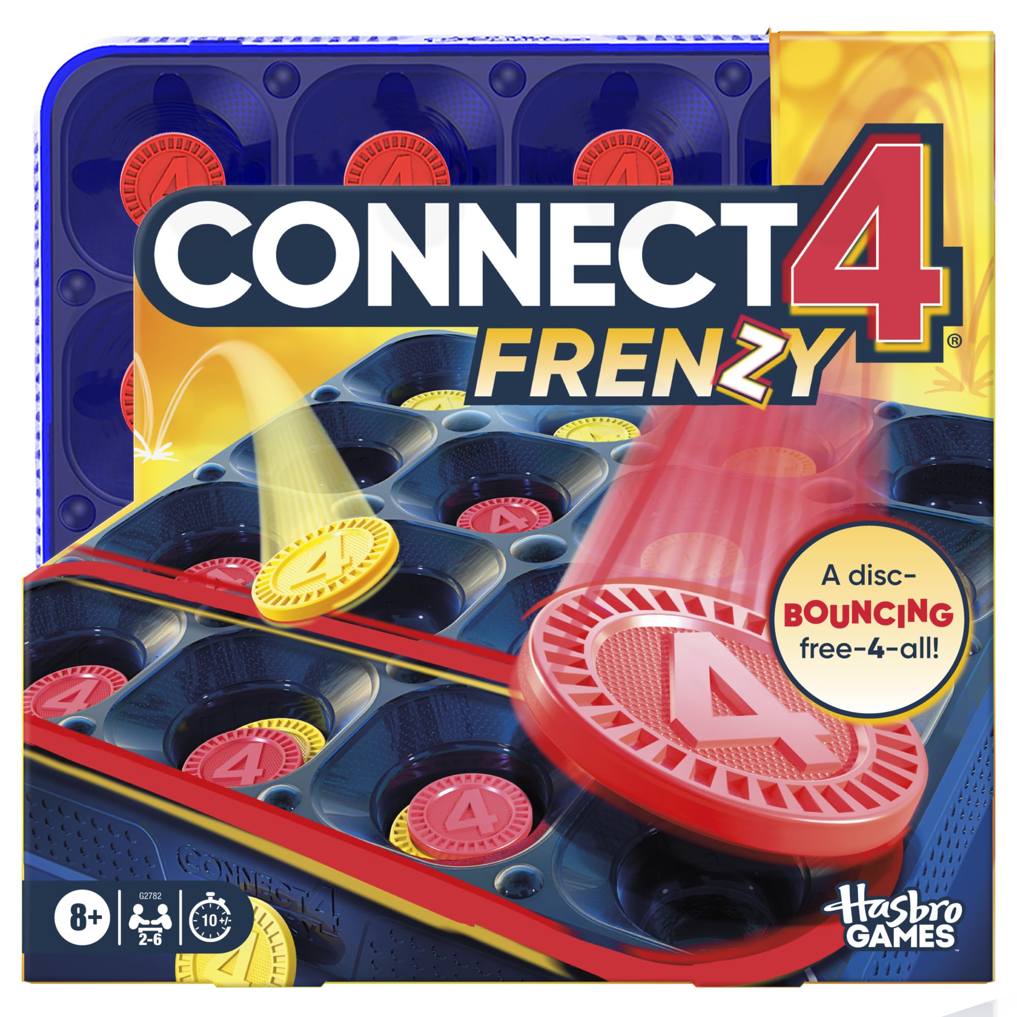81NUdQyX5gL Connect 4 Frenzy Game | Bounce Discs 4 The Win | Family Party Games for Kids, Teens, and Adults | Ages 8+ | 2 to 6 Players | 10 Mins. | Portable Games | Christmas Stocking Stuffers - Image 1