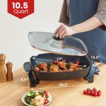 Elite Gourmet EG-6203# Extra Deep 16"x13"x3.2" (10.5Qt.) Scratch Resistant, Easy Pour Spout Dishwasher Safe, Non-stick Electric Skillet with Glass Vented Lid, Adjustable Temperature, Black - Image 7