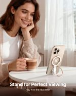 andobil [2025 Unrivaled Stability] Magnetic Phone Grip Holder for MagSafe Ring Stand Holder Kickstand Compatible with MagSafe Accessories for iPhone 17 Air 16 Pro Max Plus 15/14/13/12&Android,Rosegold - Image 9