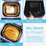 Peak Prestige 15 in one Bread Maker Machine 2lb with Measuring Spoons & Cup -Nonstick Aluminum Pan & Touch Panel, 3 Crust Color Dough mixer - Automatic Bread Machine Gluten-Free Kitchen Accessories - Image 8