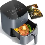 COSORI Air Fryer Pro 9-in-1, Compact 5QT, Ceramic Coating, 450℉: Half Time & Chef-Grade Cook, One-Wipe Clean Glass Panel, 130+ In-App Recipes, Nonstick & Dishwasher-Safe Basket, Gray