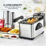 OVENTE Electric Deep Fryer 2 Liter Capacity, 1500 Watt Lid with Viewing Window and Odor Filter, Adjustable Temperature, Removable Frying Basket and Easy to Clean Stainless Steel Body, Silver FDM2201BR - Image 10