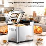 KBS Pro 710W Bread Maker, 2LB 17-in-1 Automatic Bread Machine with Healthy Ceramic Pan, Nut Dispenser, Tempered Glass Touch Panel, Stainless Steel Housing,3 Crust Colors, 15H Timer&Keep-Warm, Recipe - Image 8