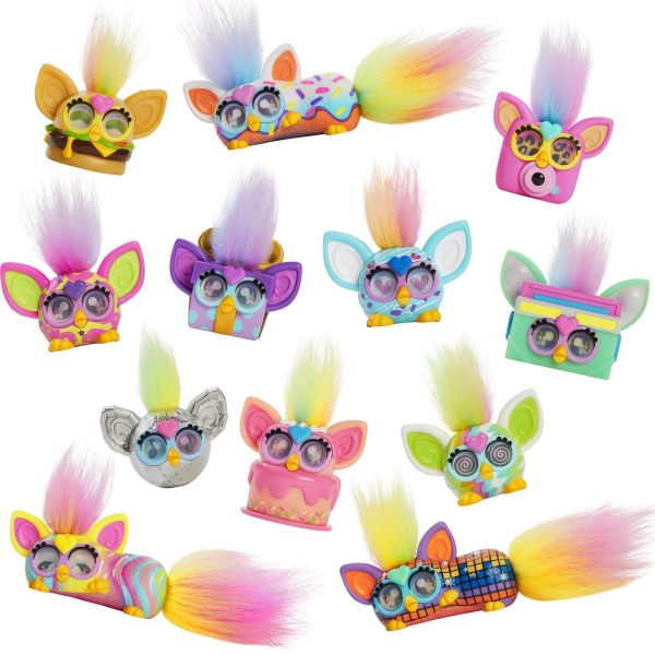 Furby Minis 12 Pack of Tiny Toy Figures, 1 Inch Collectibles, Series 1, Party & Play Food Themes, Christmas Stocking Stuffer Gifts, Ages 5+ (Amazon Exclusive)
