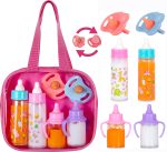 Disappearing Doll Feeding Set – 6-Piece Baby Care Playset with 2 Milk and 2 Juice Bottles and 2 Pacifiers