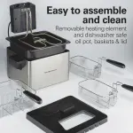 Hamilton Beach Electric Deep Fryer with 3 Baskets and Lid, 4.5 Liters / 19 Cups Oil Capacity, Temperature Control, View Window, Professional Style, 1800 Watts, Stainless Steel (35034) - Image 5