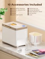 KBS 20-IN-1 Bread Maker with Custom Program, 650W Bread Machine with Nonstick Ceramic Pan&Stainless Steel Paddle, 2LB Bread Maker Machine Polish Bread,Gluten-Free, Touch Panel,15H Timer,3 Colors - Image 3