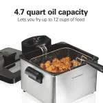 Hamilton Beach Electric Deep Fryer with 3 Baskets and Lid, 4.5 Liters / 19 Cups Oil Capacity, Temperature Control, View Window, Professional Style, 1800 Watts, Stainless Steel (35034) - Image 8