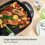 BELLA Electric Ceramic Titanium Skillet, Roast, Fry and Steam, Healthy-Eco Non-stick Coating, Convenient Easy Clean Up, Glass Lid Included, 12" x 12", Copper/Black - Image 2