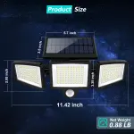 Tuffenough Solar Outdoor Lights 2500LM 210 LED Security Lights with Remote Control,3 Heads Motion Sensor Lights, IP65 Waterproof,270° Wide Angle Flood Wall Lights with 3 Modes(2 Packs) - Image 7